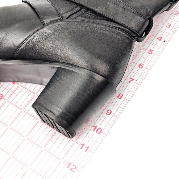 Stuart Weitzman Women Black Dallas Strap Buckle Heel Ankle Boots size 10.5 - Picture 6 of 7